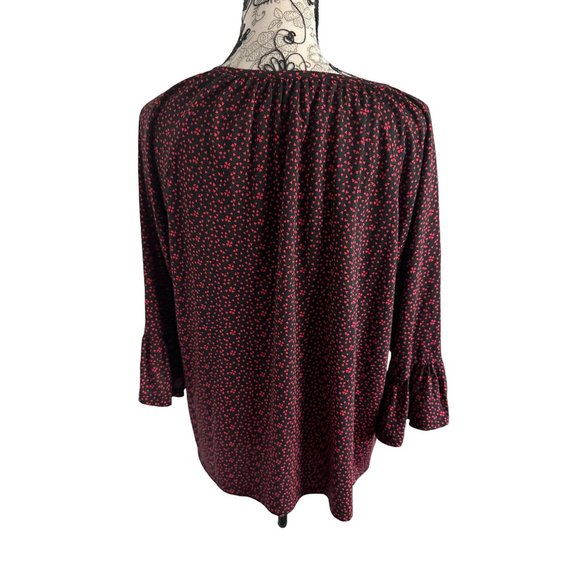 MICHAEL KORS Black Red Heart Print Blouse Size Large - Picture 4 of 5